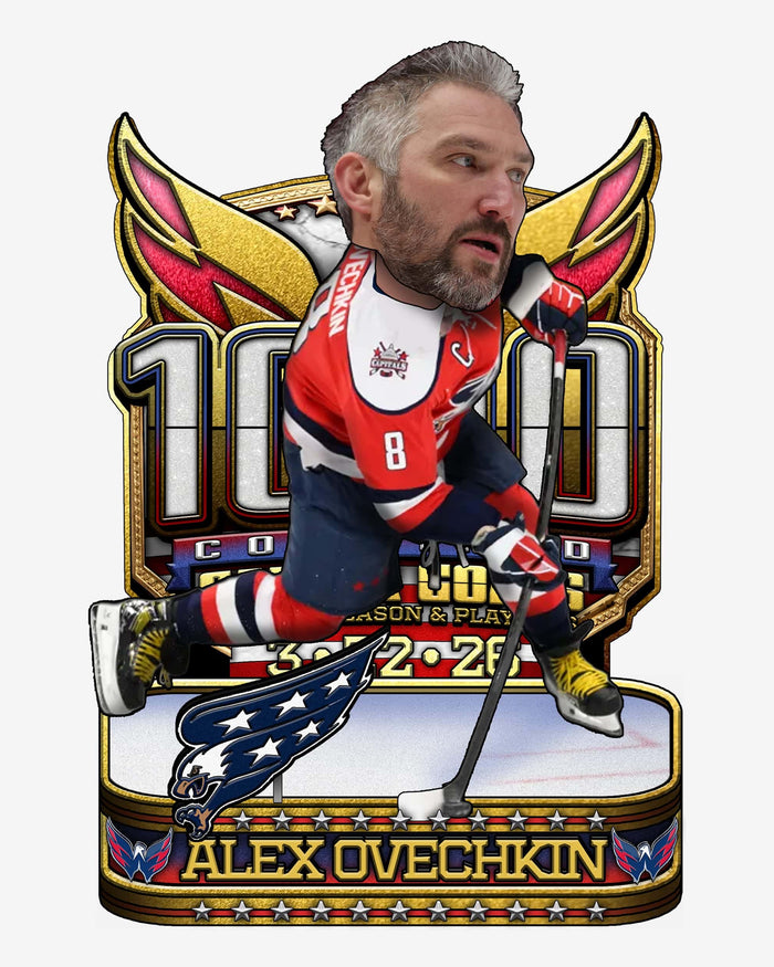 Alex Ovechkin Washington Capitals 1000th Career Goal Regular Season & Playoffs Combined Bobblehead FOCO - FOCO.com