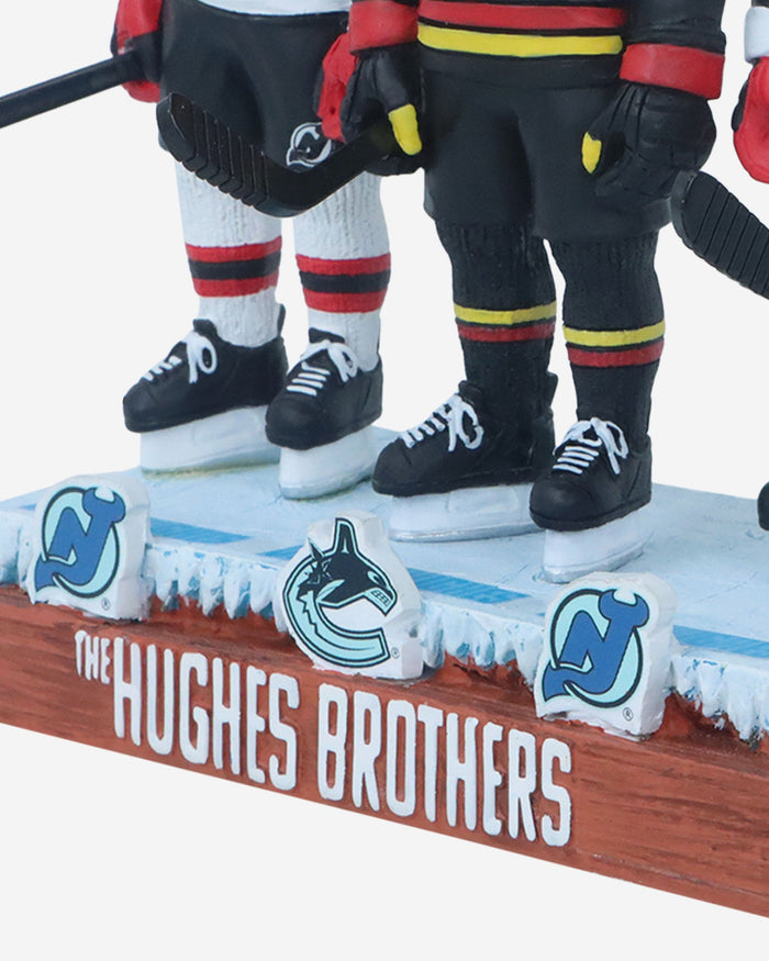 Jack Hughes & Luke Hughes & Quinn Hughes New Jersey Devils & Vancouver Canucks Mini Bobblehead Scene FOCO - FOCO.com