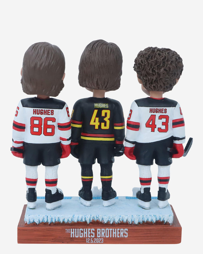 Jack Hughes & Luke Hughes & Quinn Hughes New Jersey Devils & Vancouver Canucks Mini Bobblehead Scene FOCO - FOCO.com