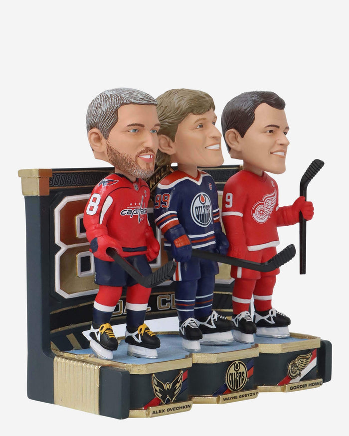 Alex Ovechkin & Wayne Gretzky & Gordie Howe Washington Capitals & Edmonton Oilers & Detroit Red Wings 800 Goal Club Triple Bobblehead FOCO - FOCO.com