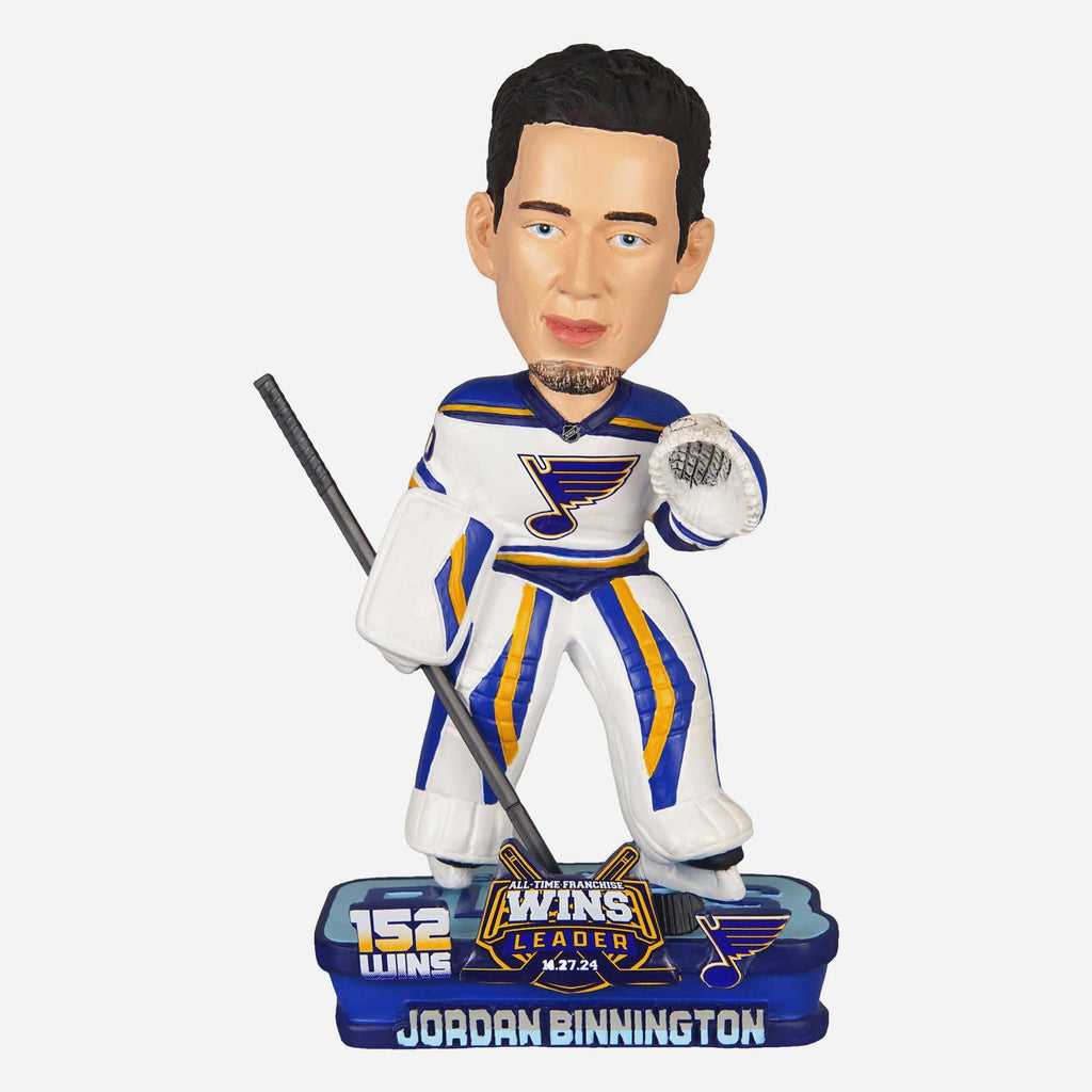 Jordan Binnington St Louis Blues Franchise Win Record Bobblehead FOCO - FOCO.com