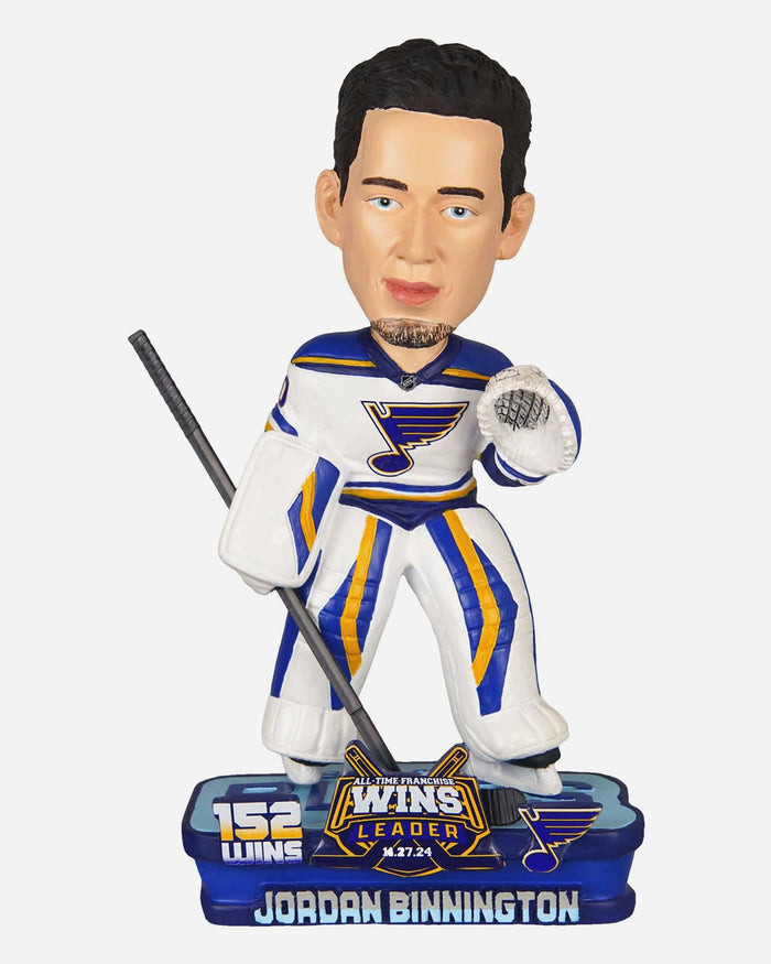 Jordan Binnington St Louis Blues Franchise Win Record Bobblehead FOCO - FOCO.com