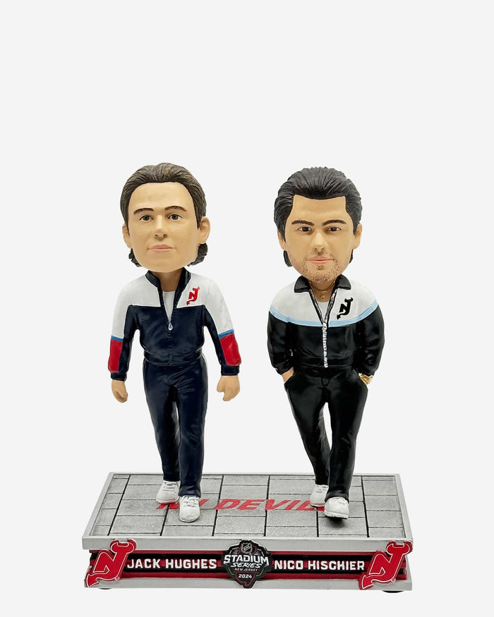 Jack Hughes & Nico Hischier New Jersey Devils 2024 Stadium Series Track Suit Entrance Dual Mini Bobblehead FOCO - FOCO.com