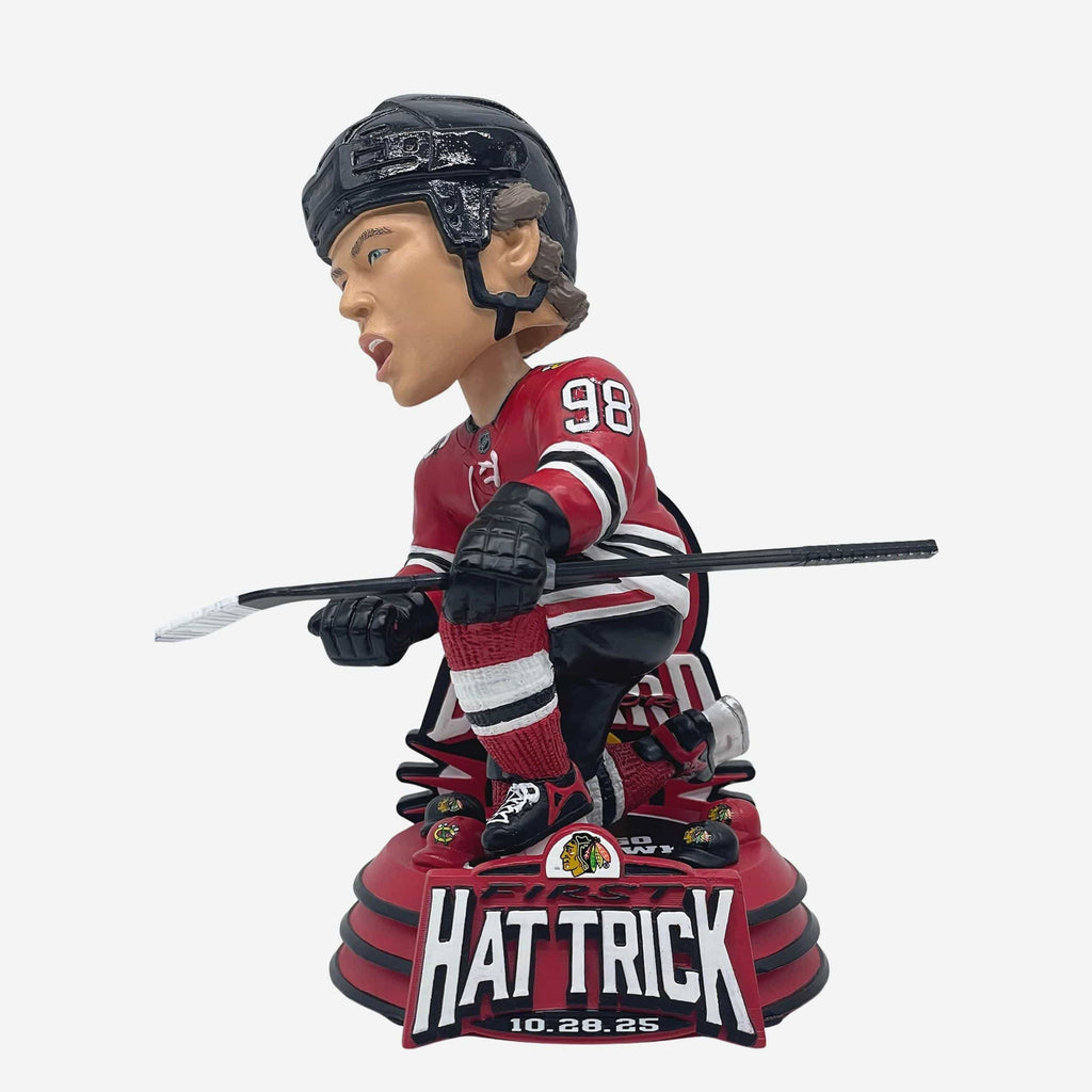 Connor Bedard Chicago Blackhawks First NHL Hat Trick Bobblehead FOCO - FOCO.com