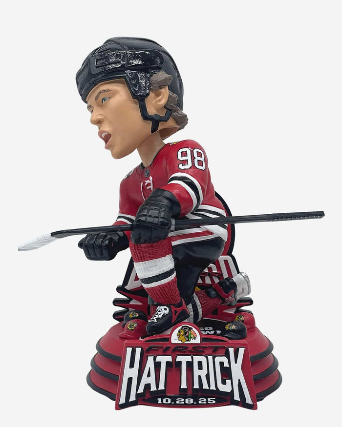 Connor Bedard Chicago Blackhawks First NHL Hat Trick Bobblehead FOCO - FOCO.com