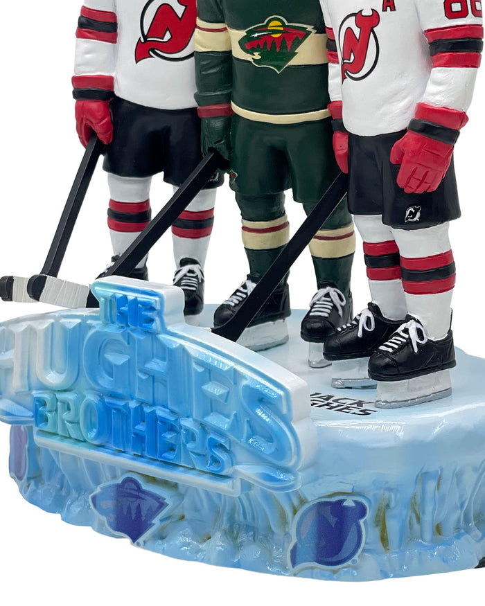 Jack Hughes & Luke Hughes & Quinn Hughes New Jersey Devils & Minnesota Wild The Hughes Bowl Mini Bobblehead Scene