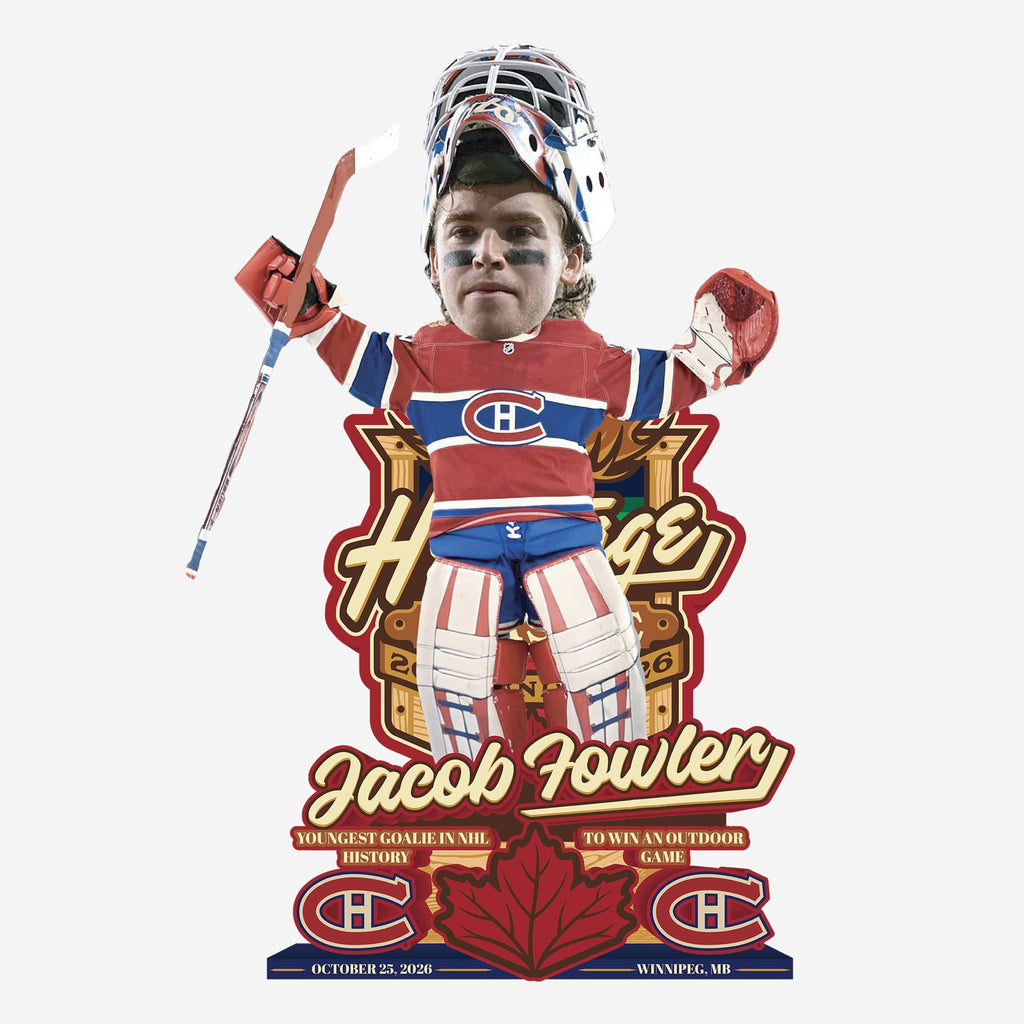 Jacob Fowler Montreal Canadiens Youngest Goalie Outdoor Win in NHL History Bobblehehead FOCO - FOCO.com