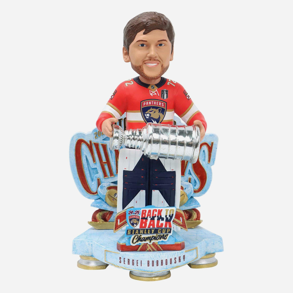 Sergei Bobrovsky Florida Panthers 2025 Stanley Cup Champions Celebration Bobblehead FOCO - FOCO.com