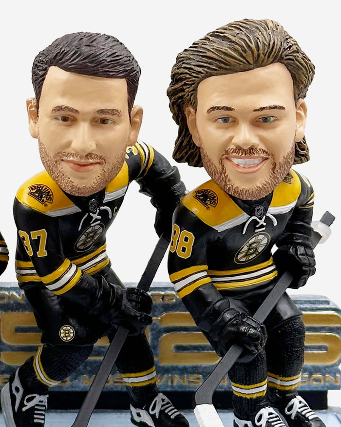 David Pastrnak & Patrice Bergeron & Linus Ullmark Boston Bruins Single-Season Wins Record Triple Bobblehead FOCO - FOCO.com