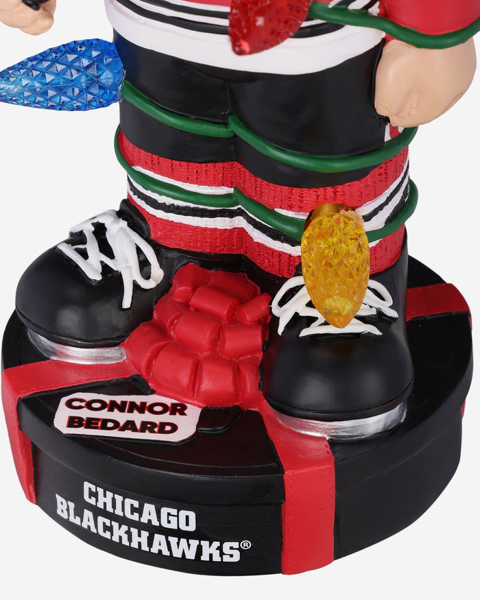 Connor Bedard Chicago Blackhawks Holiday Lights Bobblehead FOCO - FOCO.com