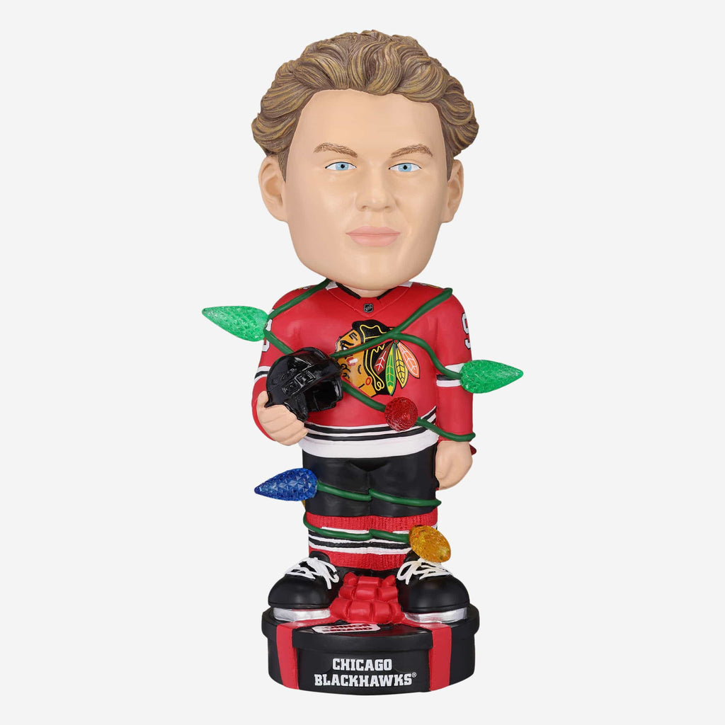 Connor Bedard Chicago Blackhawks Holiday Lights Bobblehead FOCO - FOCO.com