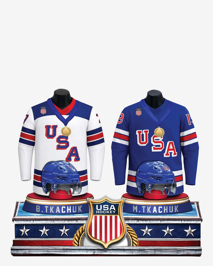Matthew Tkachuk & Brady Tkachuk Team USA Men's Hockey Jersey Bust Dual Bobblehead FOCO - FOCO.com