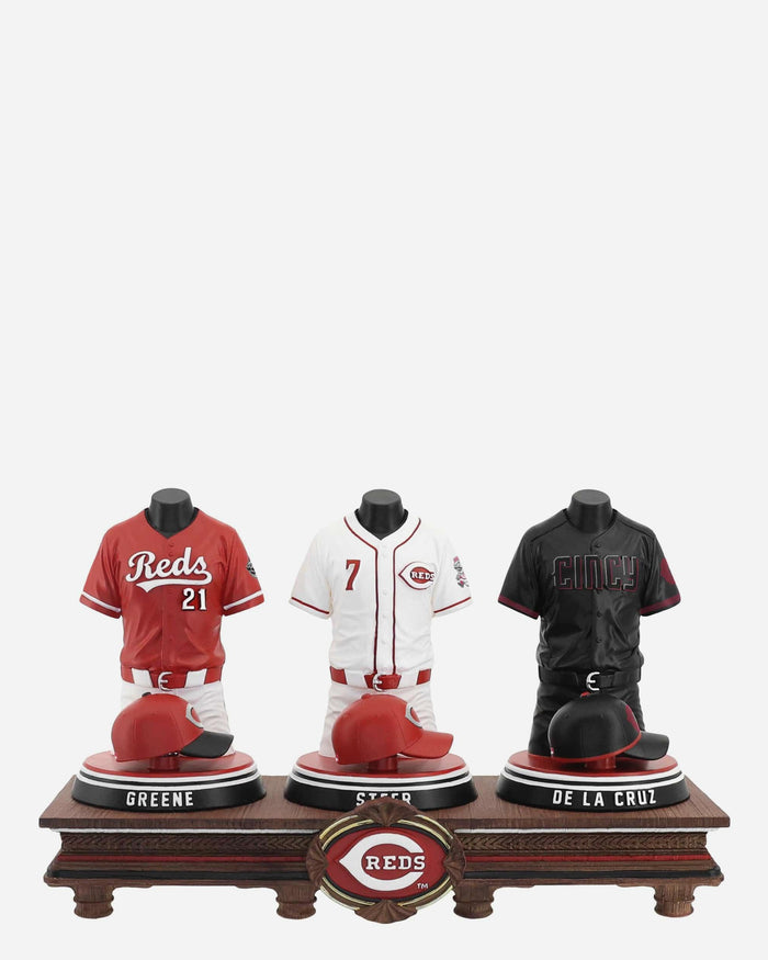 Elly De La Cruz & Hunter Greene & Spencer Steer Cincinnati Reds 2026 Jersey Bust Triple Bobblehead FOCO - FOCO.com