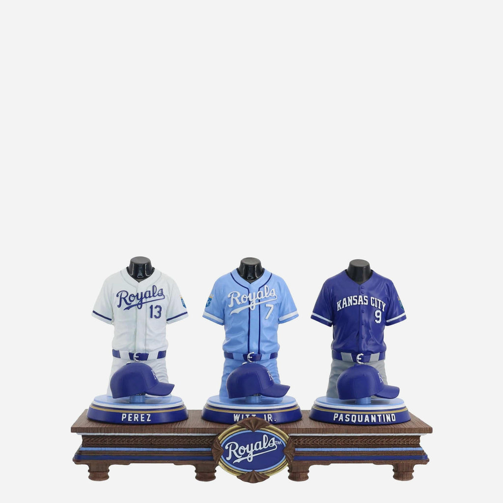 Bobby Witt Jr & Salvador Perez & Vinnie Pasquantino Kansas City Royals 2026 Jersey Bust Triple Bobblehead FOCO - FOCO.com