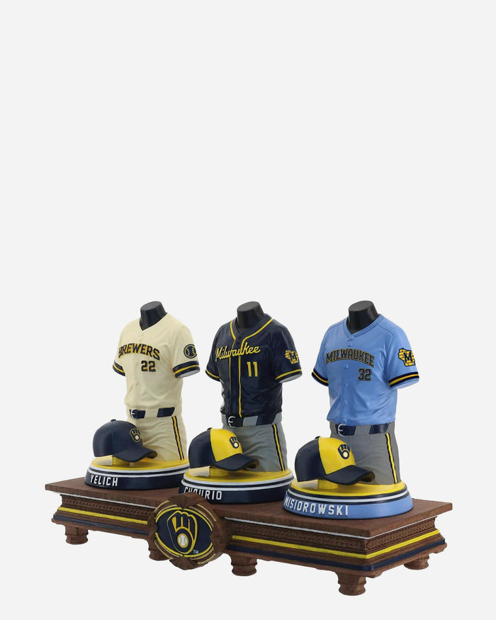 Christian Yelich & Jackson Chourio & Jacob Misiorowski Milwaukee Brewers 2026 Jersey Bust Triple Bobblehead FOCO - FOCO.com