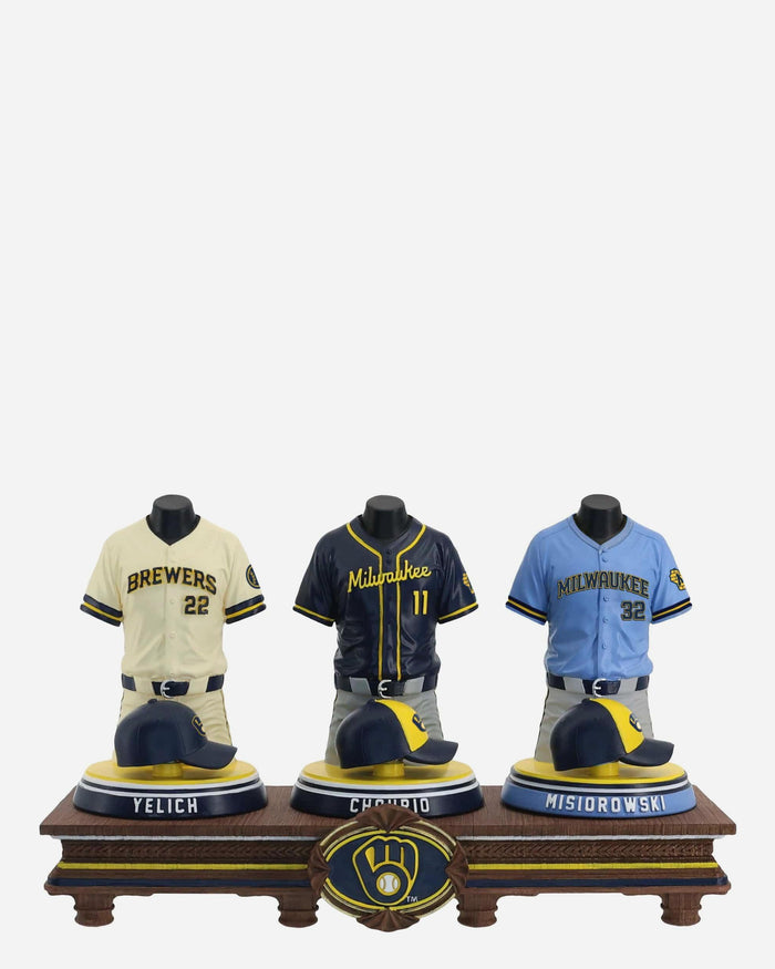 Christian Yelich & Jackson Chourio & Jacob Misiorowski Milwaukee Brewers 2026 Jersey Bust Triple Bobblehead FOCO - FOCO.com