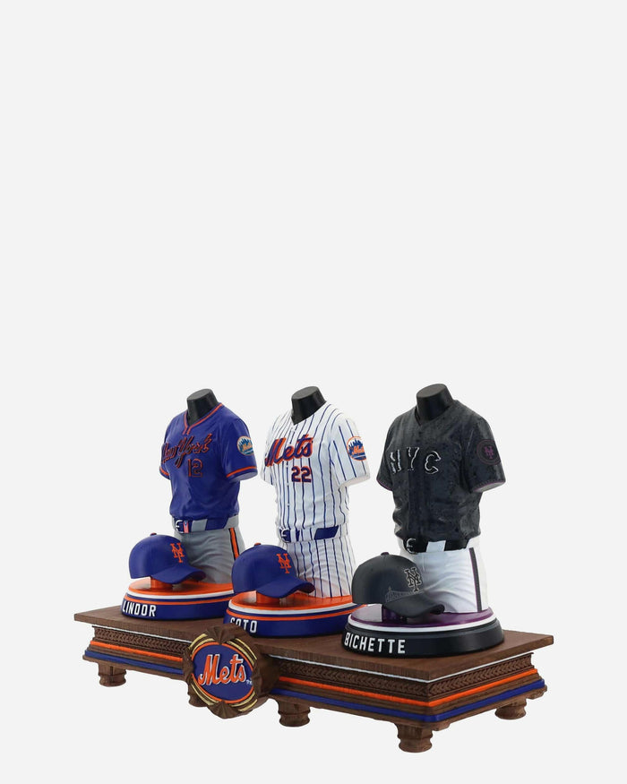 Francisco Lindor & Juan Soto & Bo Bichette New York Mets 2026 Jersey Bust Triple Bobblehead FOCO - FOCO.com