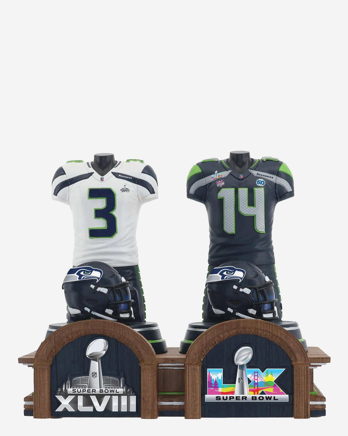 Seattle Seahawks Super Bowl LX Champions Historical Jersey Bust Bobblehead FOCO - FOCO.com