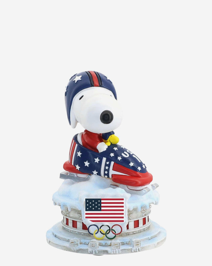 Team USA Peanuts Snoopy & Woodstock Bobsled Mini Bobblehead Scene FOCO - FOCO.com