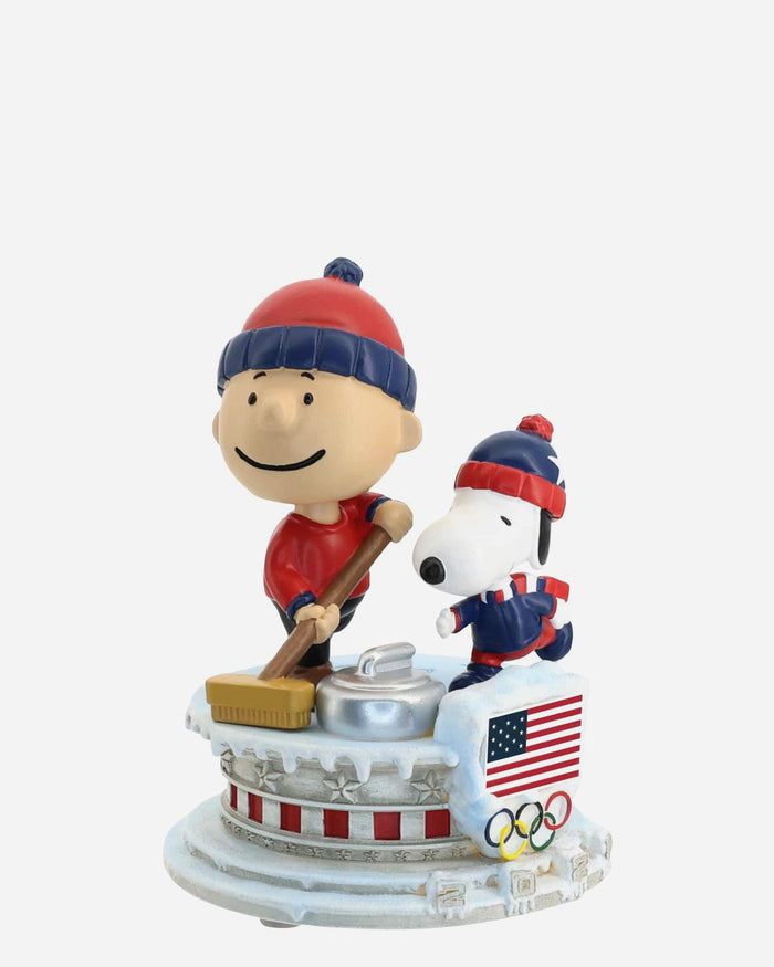 Team USA Charlie Brown & Snoopy Peanuts Curling Mini Bobblehead Scene FOCO - FOCO.com