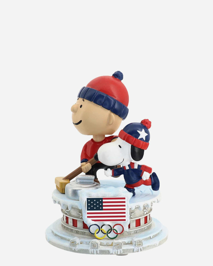 Team USA Charlie Brown & Snoopy Peanuts Curling Mini Bobblehead Scene FOCO - FOCO.com