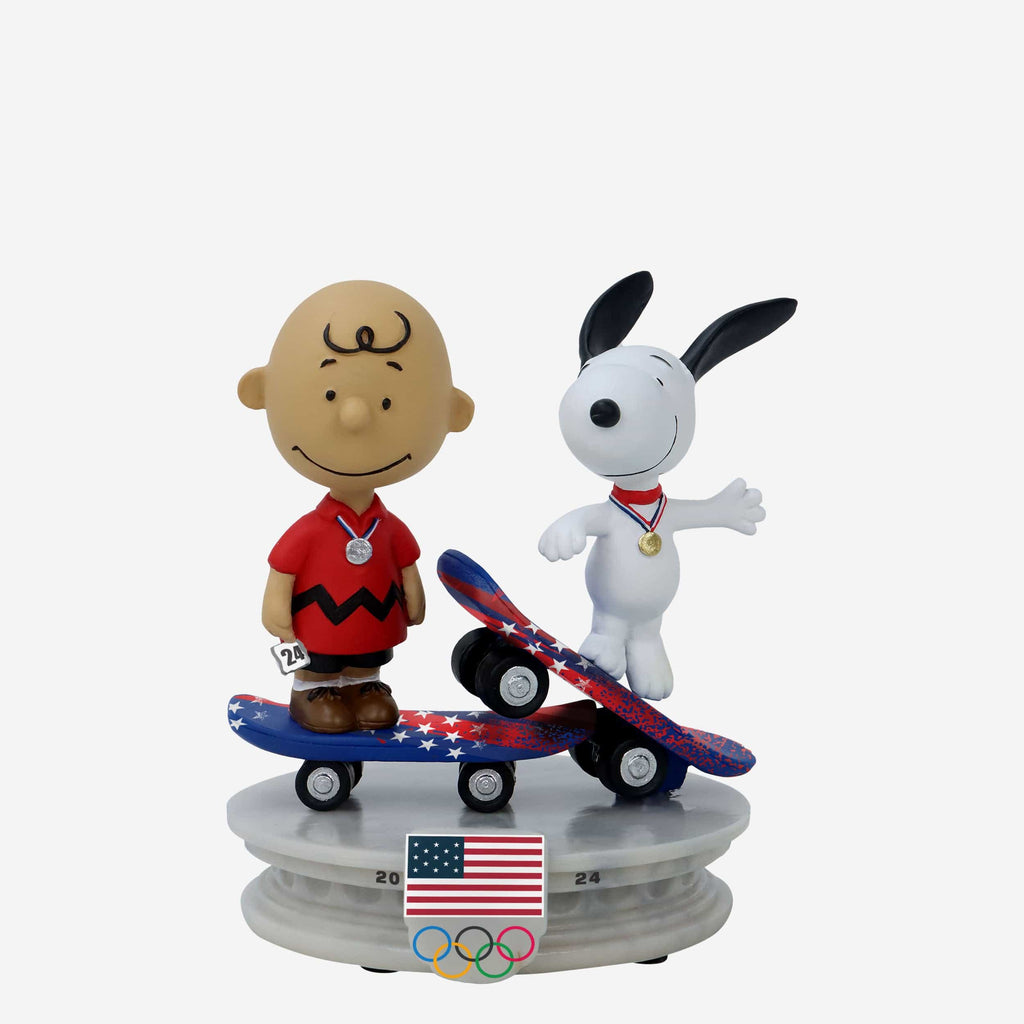 Team USA Charlie Brown & Snoopy Peanuts Skateboarding Dual Mini Bobblehead FOCO - FOCO.com