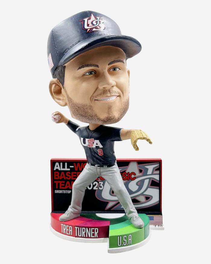 Trea Turner USA 2023 All World Baseball Classic Team Bighead Bobblehead FOCO - FOCO.com