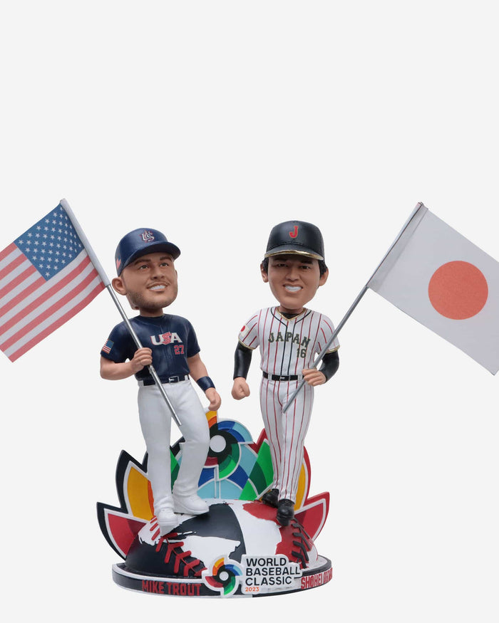 Shohei Ohtani & Mike Trout Japan & USA 2023 World Baseball Classic Flag Dual Bobblehead FOCO - FOCO.com