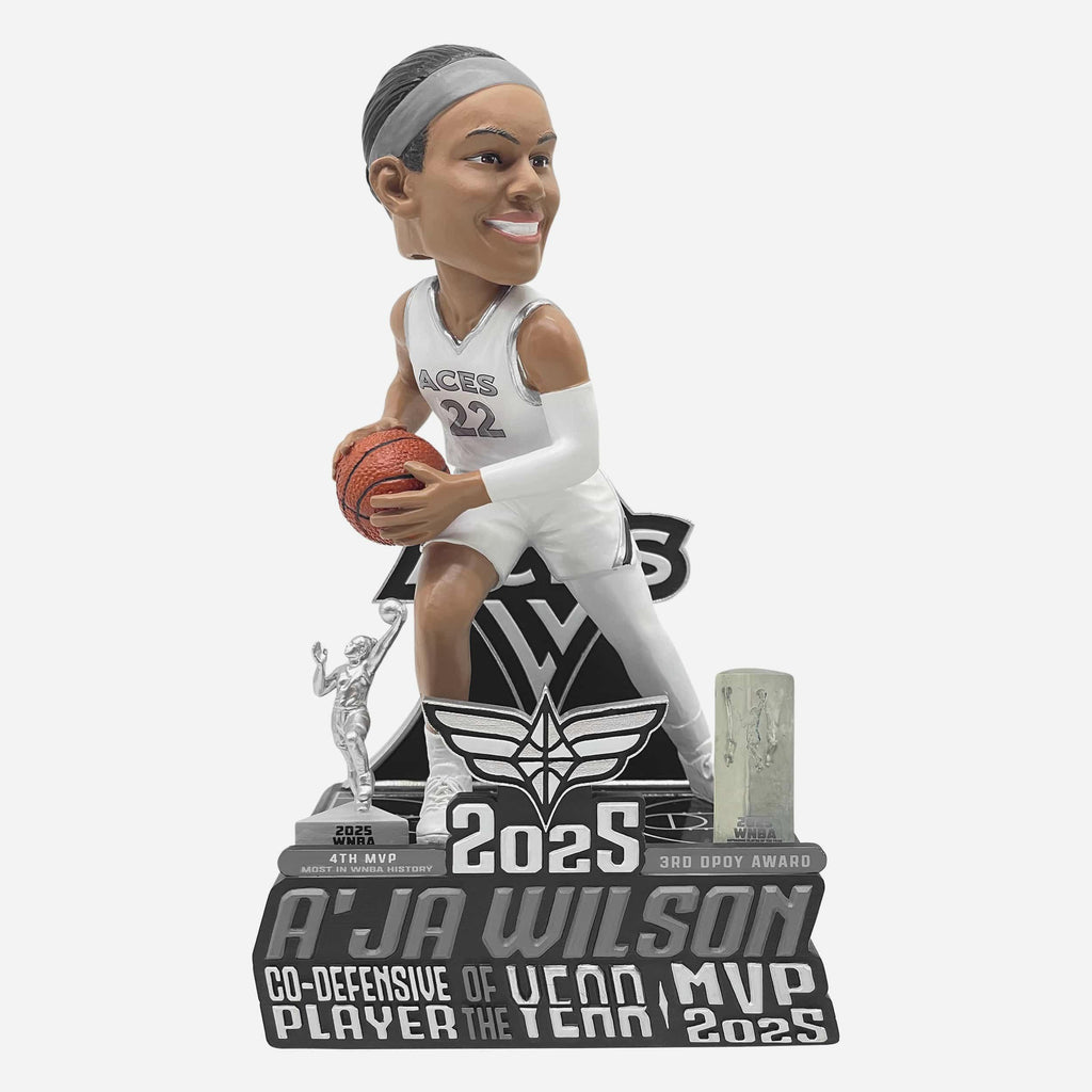 A'ja Wilson Las Vegas Aces 2025 Co-Defensive Player of the Year & MVP Bobblehead FOCO - FOCO.com