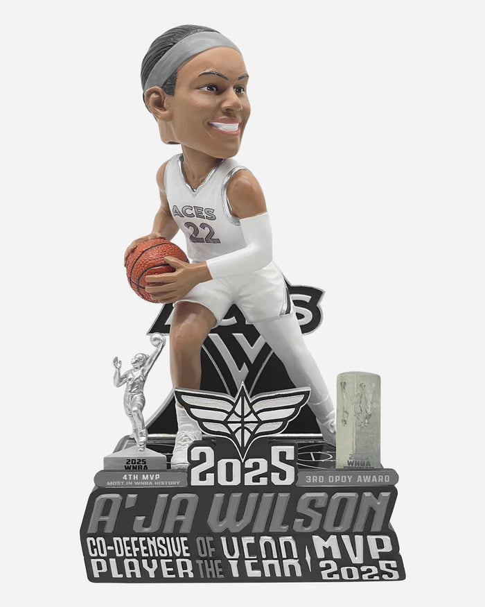 A'ja Wilson Las Vegas Aces 2025 Co-Defensive Player of the Year & MVP Bobblehead FOCO - FOCO.com