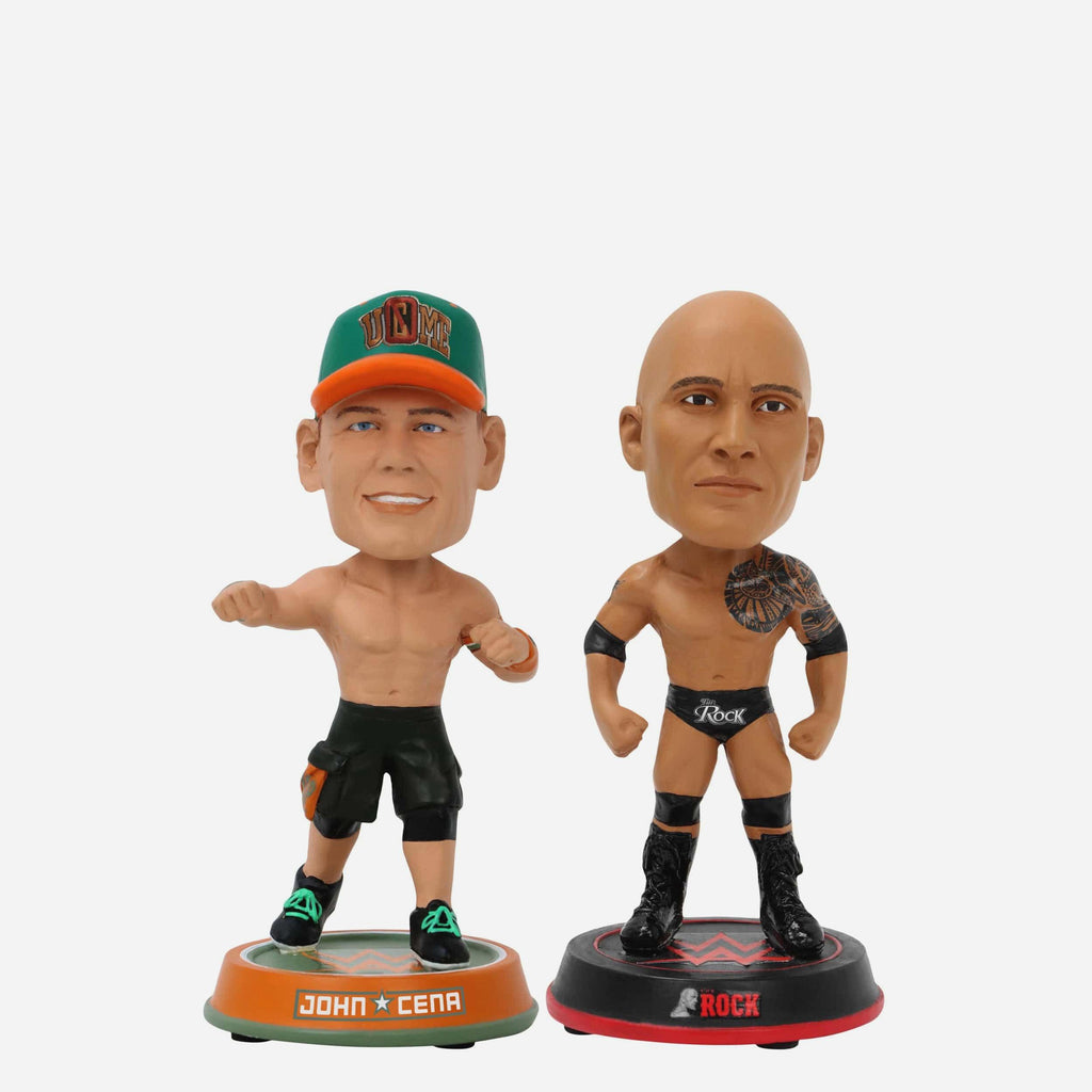 The Rock & John Cena WWE 2 Pack Mini Bighead Bobblehead Set FOCO - FOCO.com