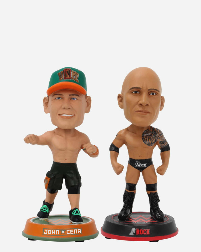 The Rock & John Cena WWE 2 Pack Mini Bighead Bobblehead Set FOCO - FOCO.com