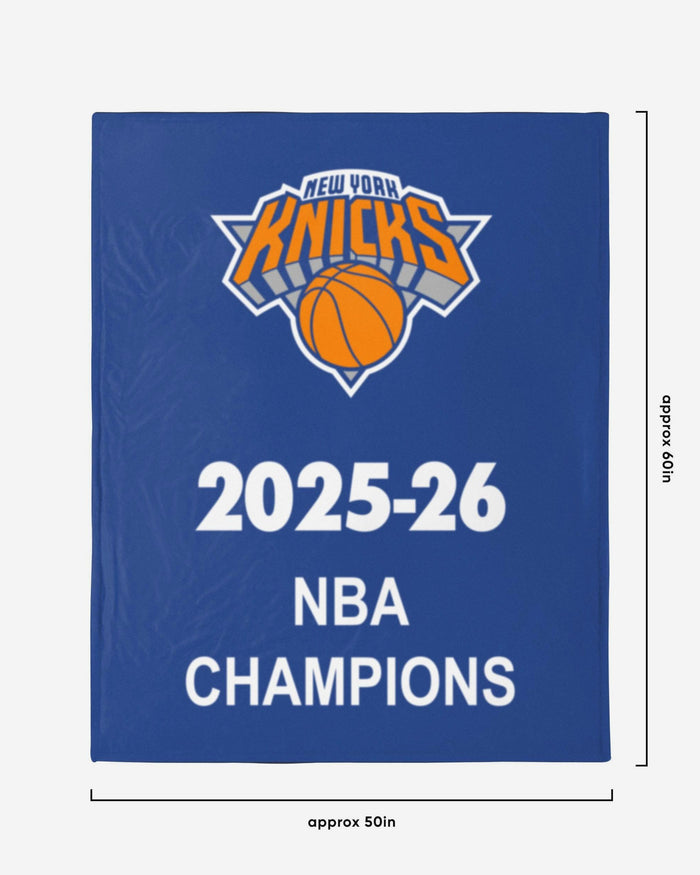 New York Knicks 2026 NBA Champions Banner Sherpa Lined Throw Blanket FOCO - FOCO.com