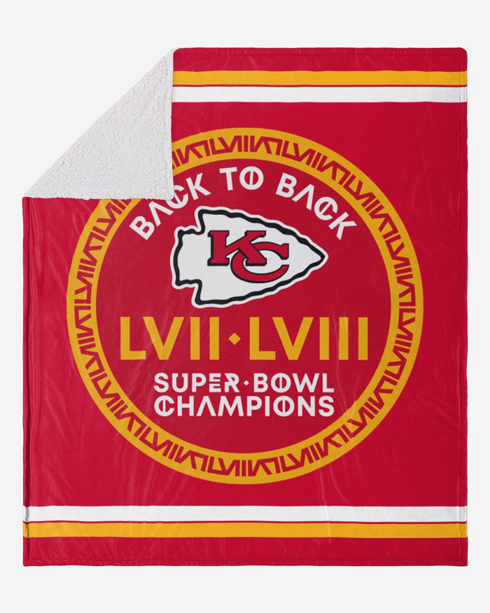 Kansas City Chiefs Super Bowl LVIII Champions Sherpa Blanket FOCO - FOCO.com