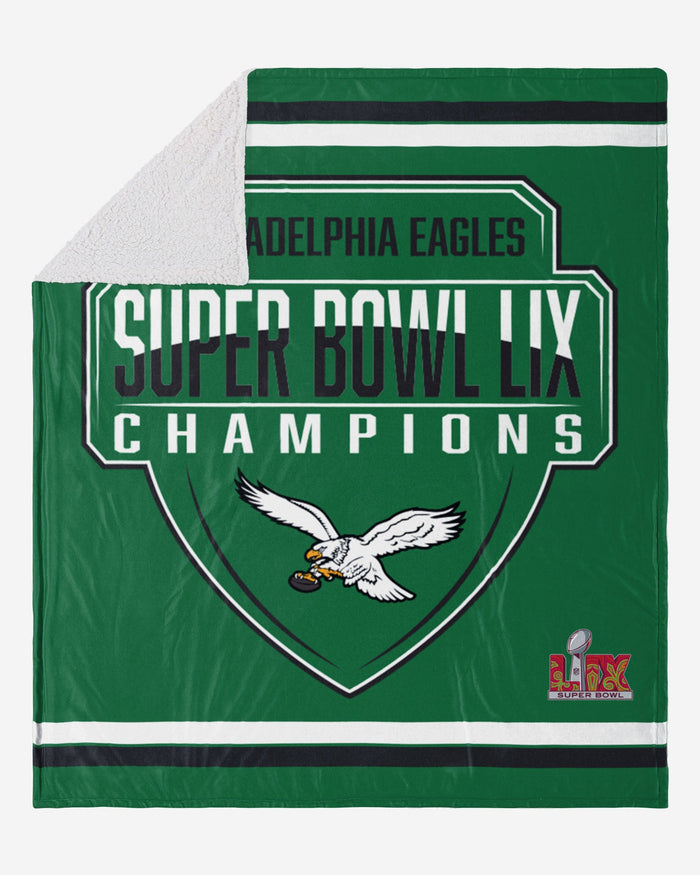 Philadelphia Eagles Super Bowl LIX Champions Kelly Green Blanket With Sherpa FOCO - FOCO.com