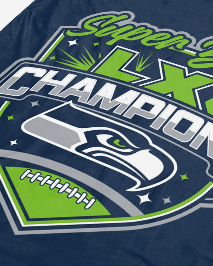 Seattle Seahawks Super Bowl LX Champions Blanket With Sherpa FOCO - FOCO.com