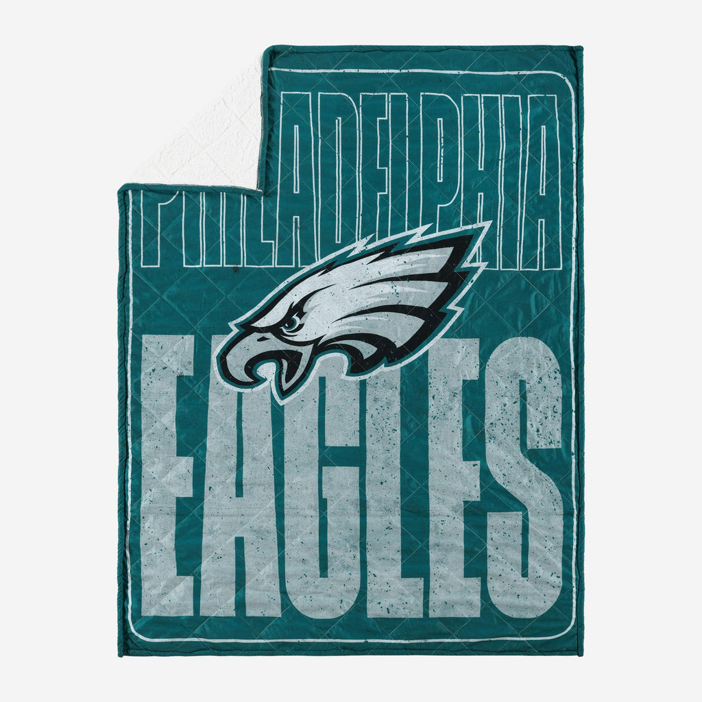 Philadelphia Eagles Big Game Sherpa Lined Throw Blanket FOCO - FOCO.com