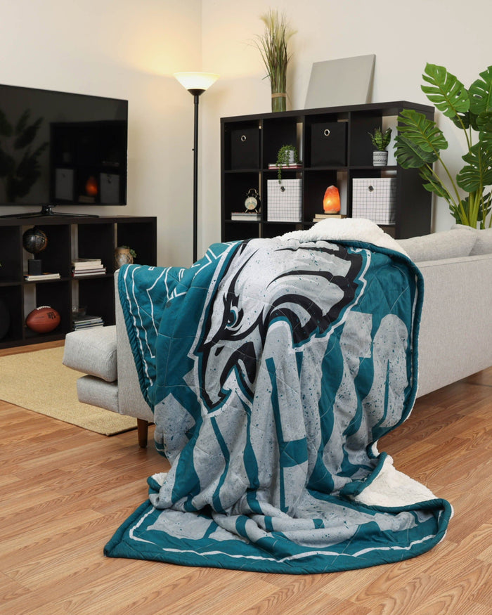 Philadelphia Eagles Big Game Sherpa Lined Throw Blanket FOCO - FOCO.com