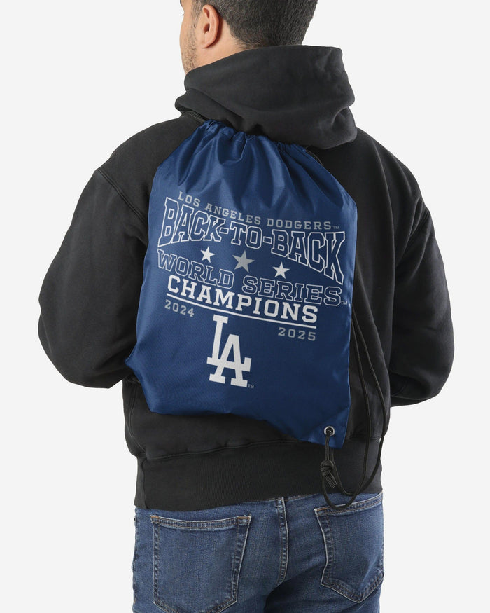 Los Angeles Dodgers 2025 Back To Back World Series Champions Drawstring Backpack FOCO - FOCO.com