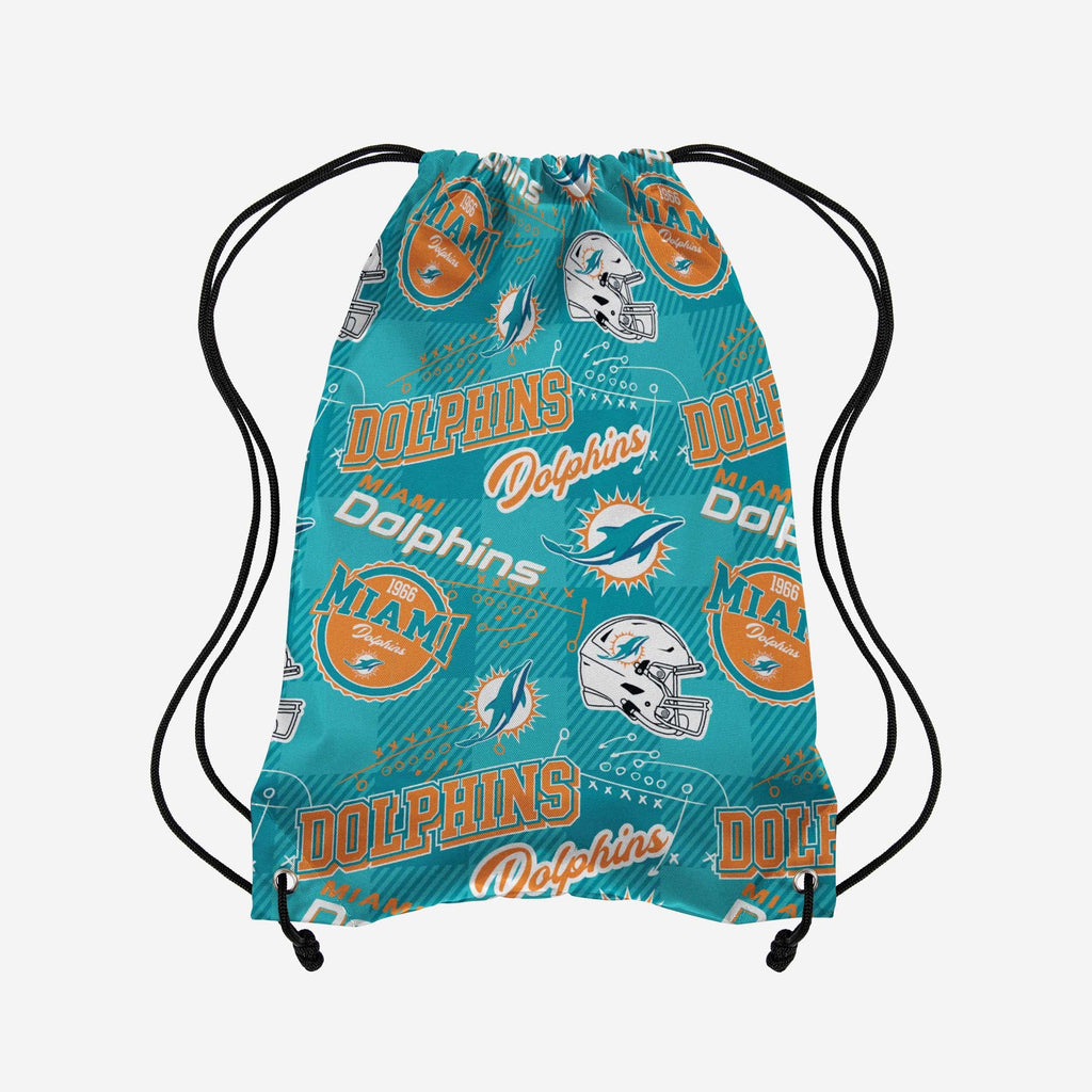 Miami Dolphins Thematic Repeat Print Drawstring Backpack FOCO - FOCO.com
