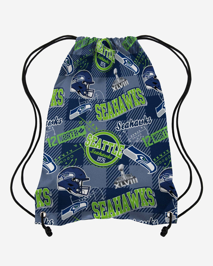 Seattle Seahawks Thematic Repeat Print Drawstring Backpack FOCO - FOCO.com
