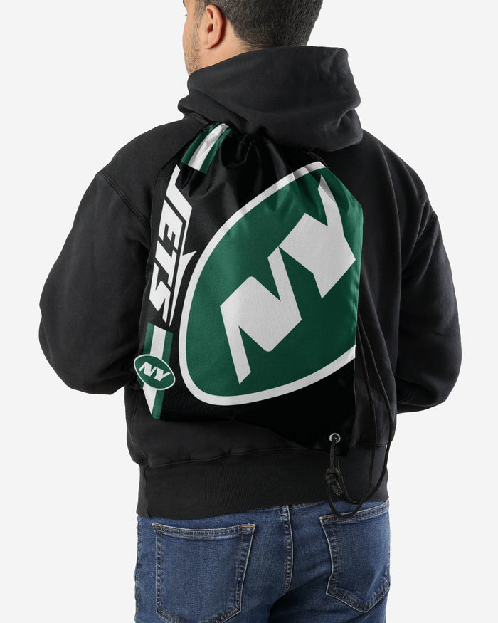 New York Jets Black Alternate Color Big Logo Drawstring Backpack FOCO - FOCO.com