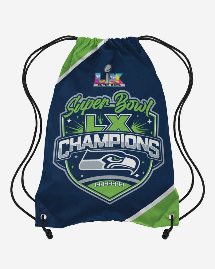 Seattle Seahawks Super Bowl LX Champions Team Color Drawstring Backpack FOCO - FOCO.com