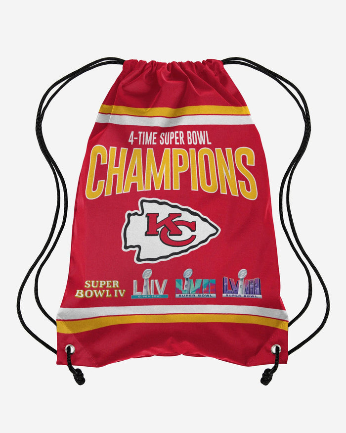 Kansas City Chiefs Super Bowl LVIII Multi-Champ Team Color Drawstring Backpack FOCO - FOCO.com