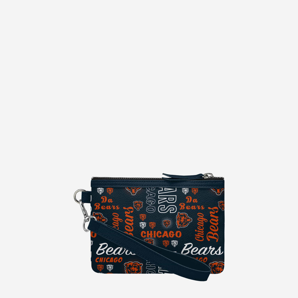 Chicago Bears Spirited Style Printed Collection Repeat Logo Wristlet FOCO - FOCO.com