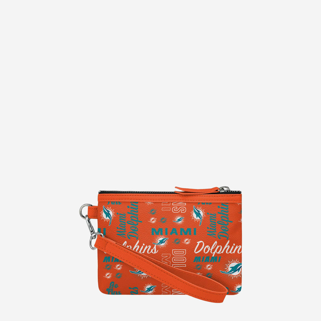 Miami Dolphins Spirited Style Printed Collection Repeat Logo Wristlet FOCO - FOCO.com