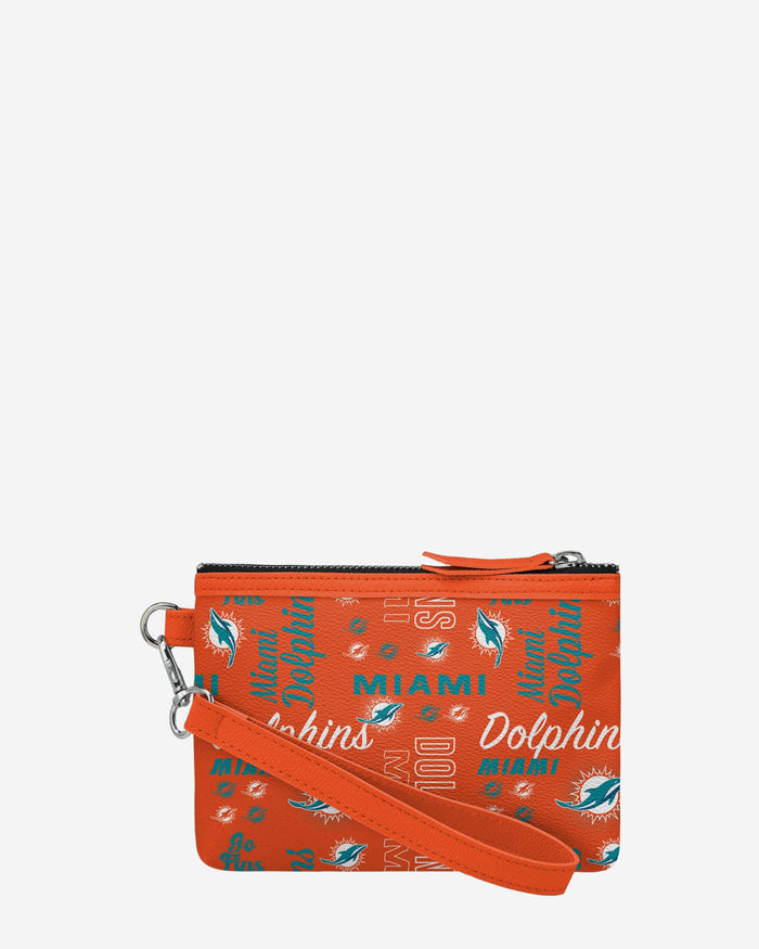 Miami Dolphins Spirited Style Printed Collection Repeat Logo Wristlet FOCO - FOCO.com