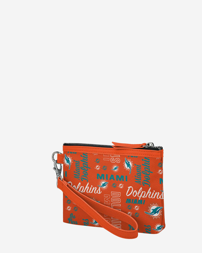 Miami Dolphins Spirited Style Printed Collection Repeat Logo Wristlet FOCO - FOCO.com