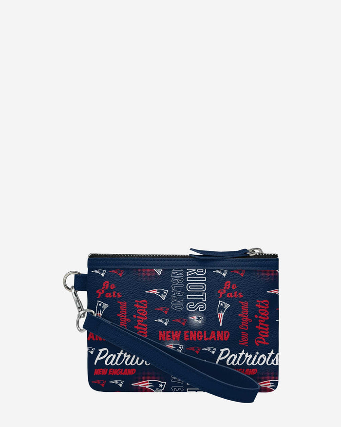 New England Patriots Spirited Style Printed Collection Repeat Logo Wristlet FOCO - FOCO.com