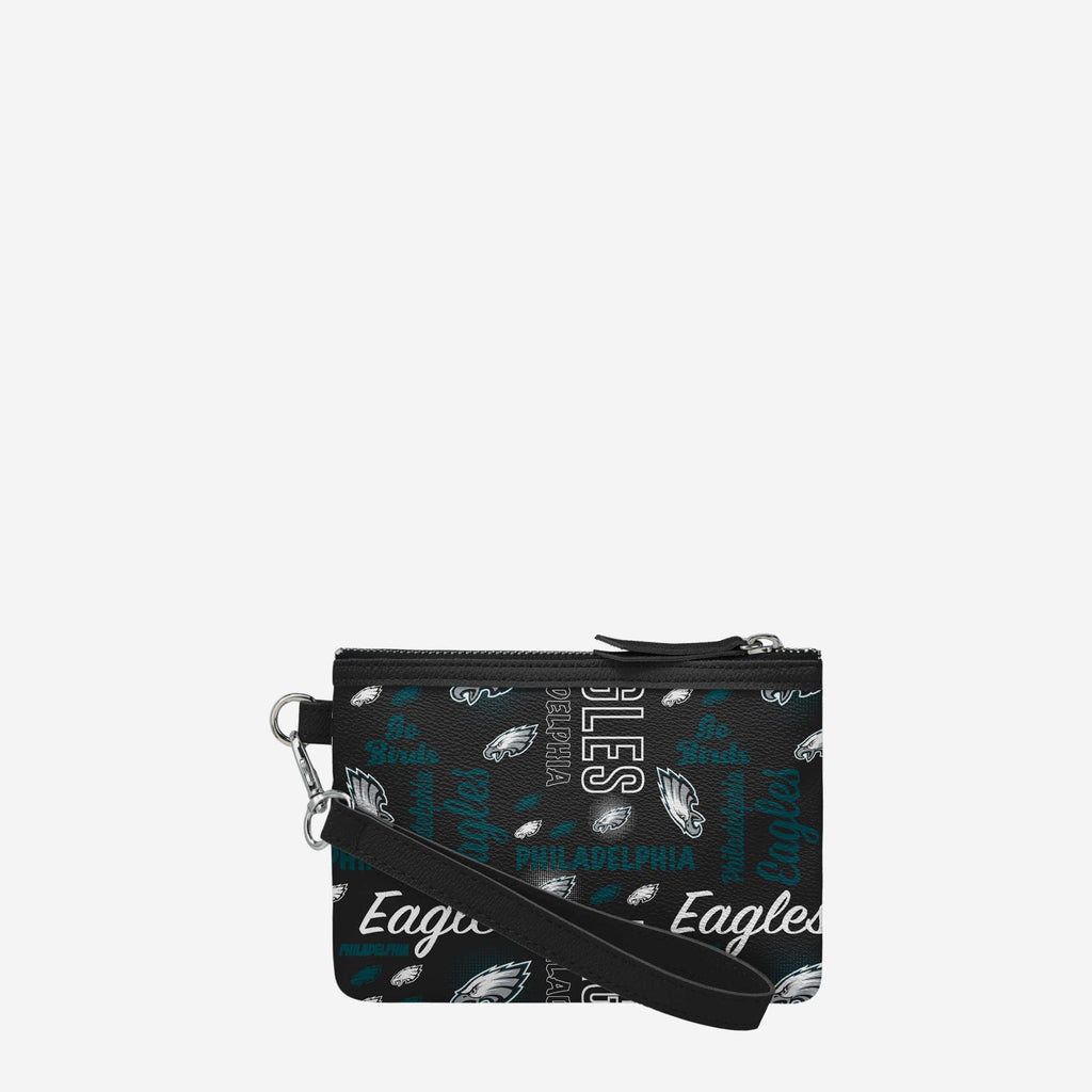 Philadelphia Eagles Spirited Style Printed Collection Repeat Logo Wristlet FOCO - FOCO.com